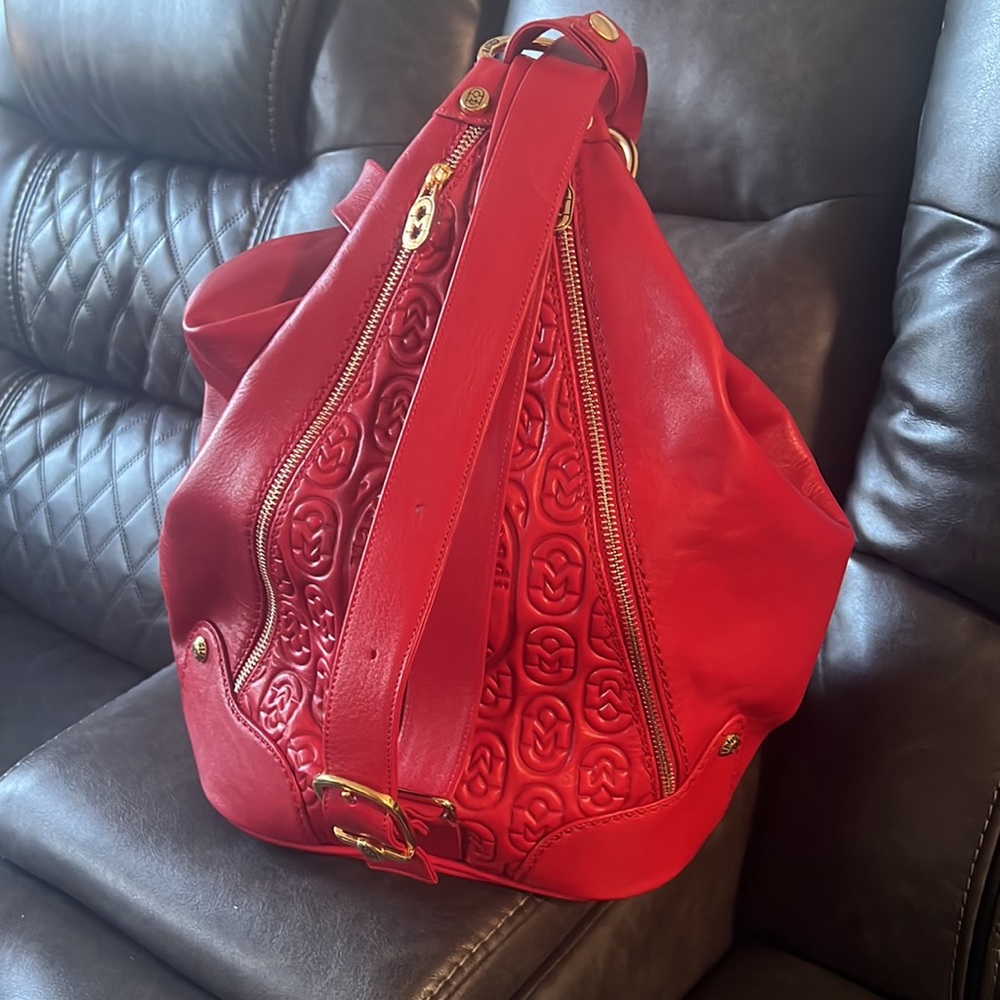 Beautiful red Leather Bag Made in Italy